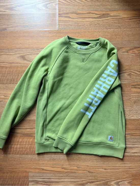 Carhartt Sweaters - Carhartt Women’s Medium Basil Green Logo Sleeve Crewneck Sweatshirt 104410